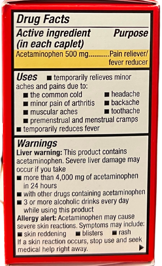 acetaminophen extra strength drug facts