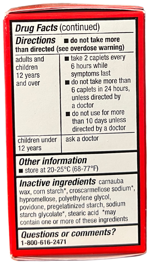 acetaminophen extra strength drug facts (continued)