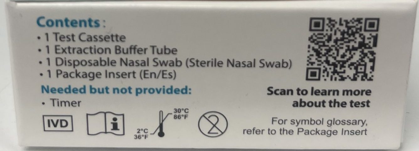 COVID-19 antigen home test side of package