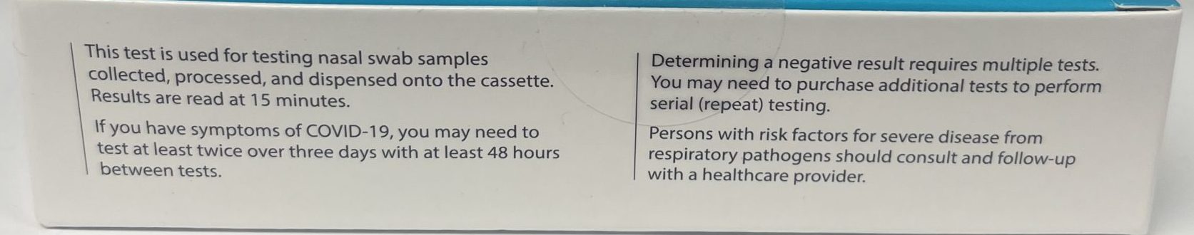 COVID-19 antigen home test side of package