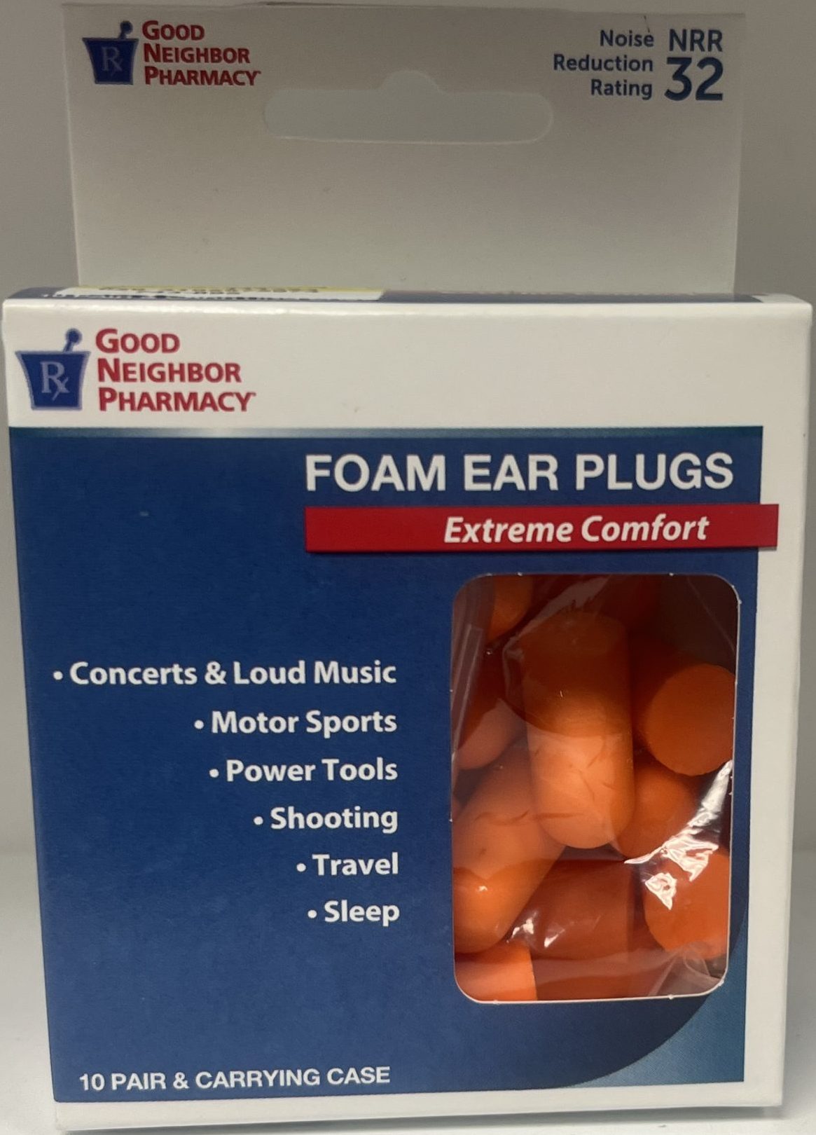 Foam ear plugs front of package