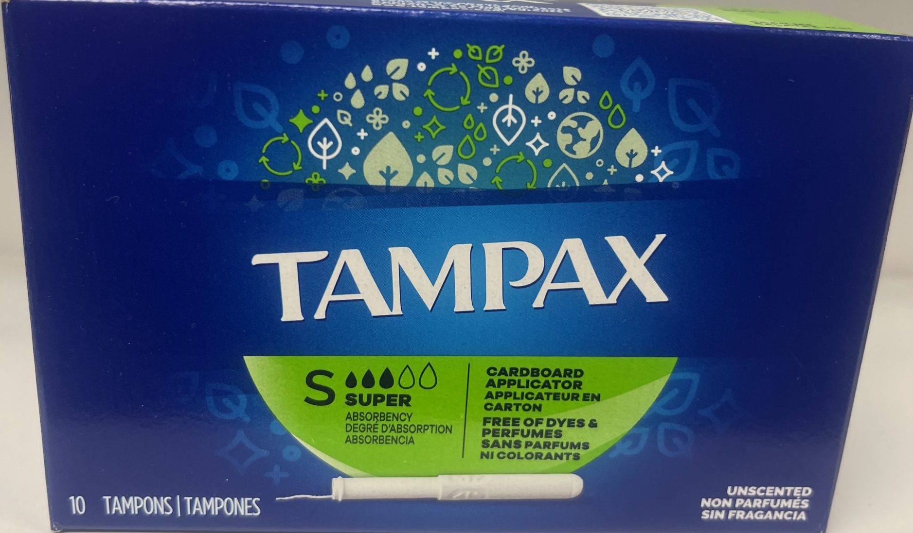 Tampax tampons- super front of package