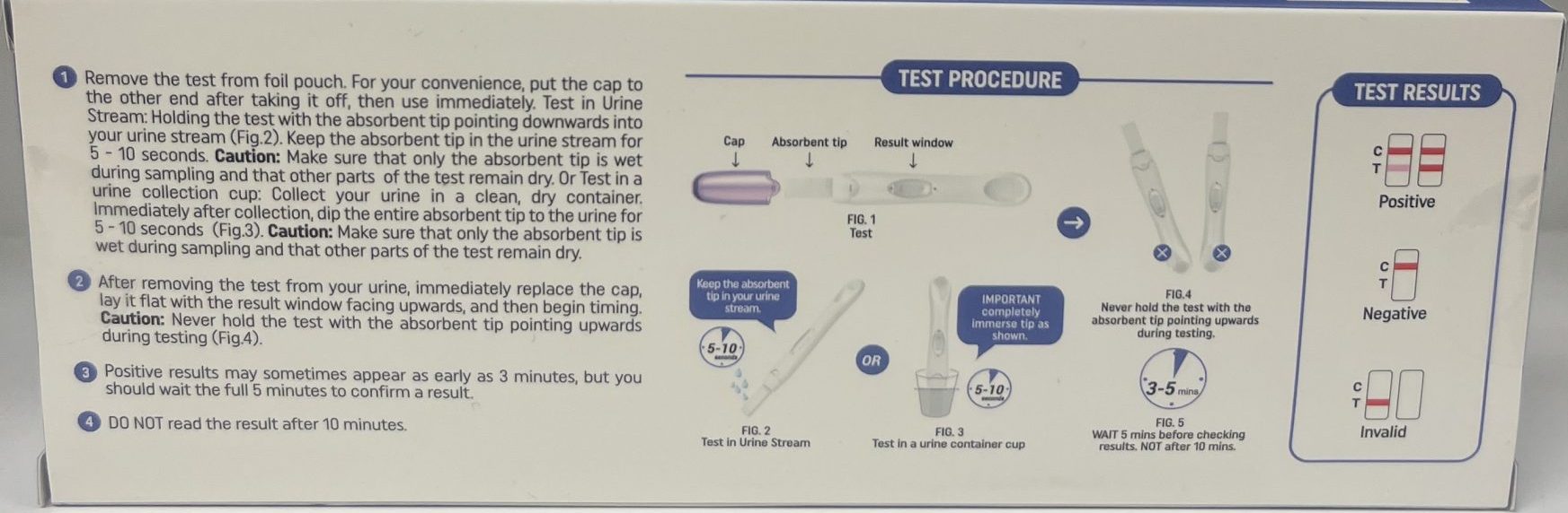 Analog pregnancy rapid test back of package