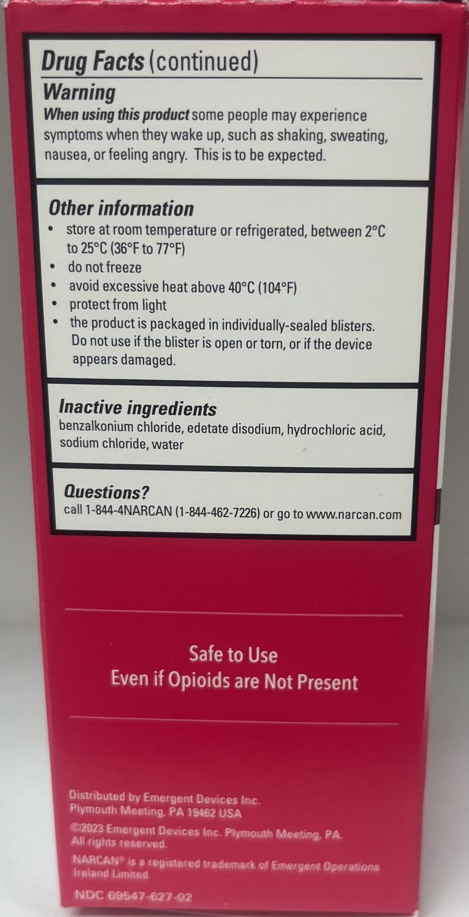 narcan side of package