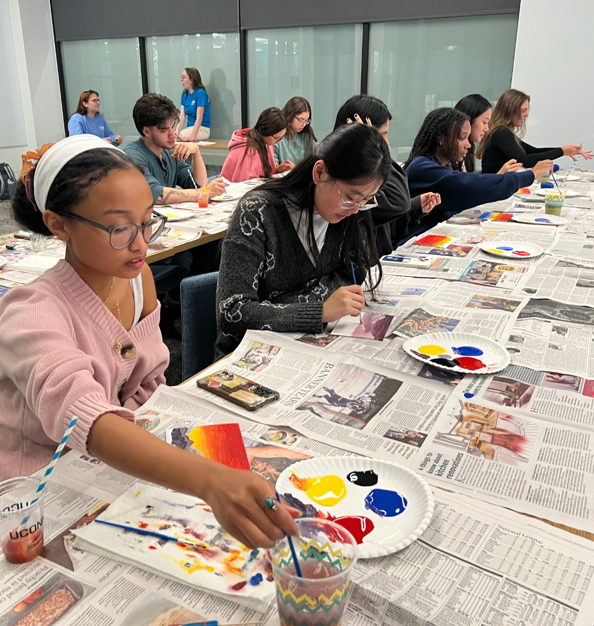 Students painting