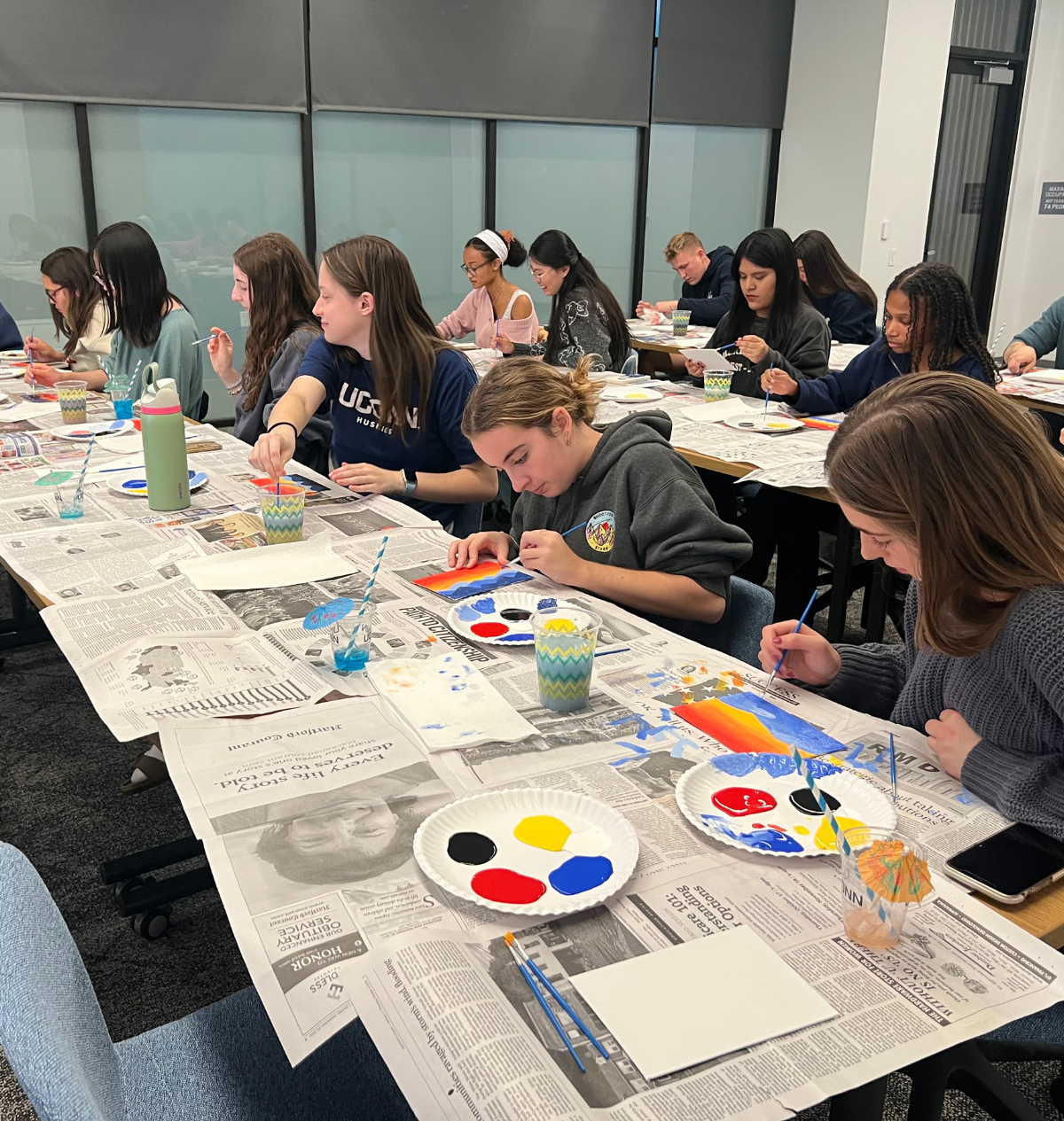 Group of students painting